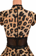 Leopard Print Tuxedo Back Romper - 3