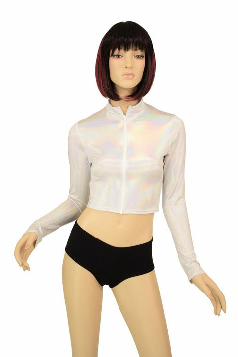 Flashbulb Zippered Crop Top - Coquetry Clothing