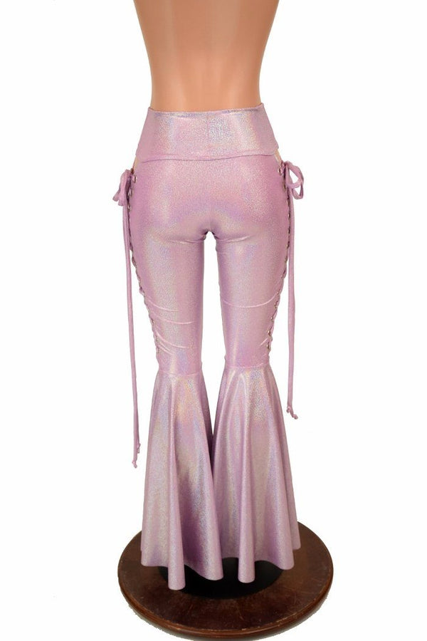 Lace Up High Waist Bell Bottom Flares - 4