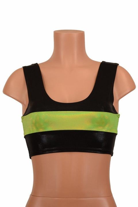Black & Lime Mini Crop Top - Coquetry Clothing