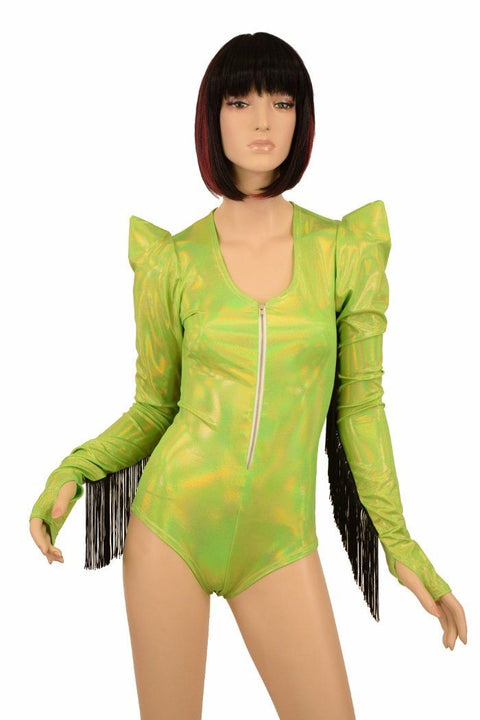 Lime Holo Fringe Romper - Coquetry Clothing