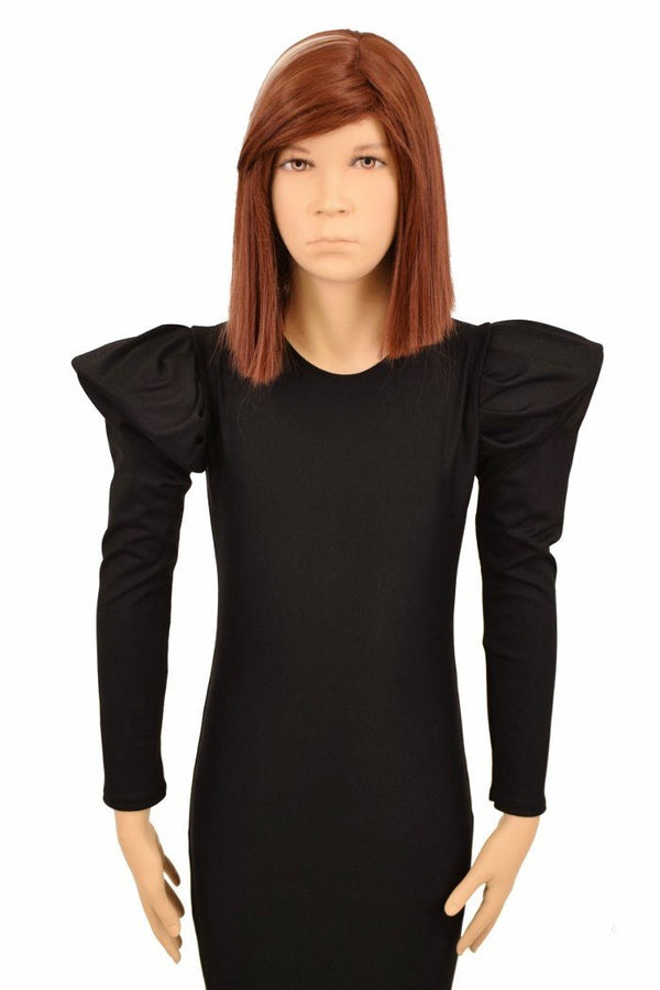 Girls Black Puffed Sleeve Gown - 6