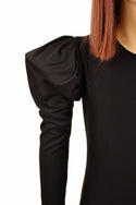 Girls Black Puffed Sleeve Gown - 7