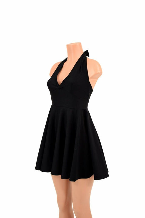 Black Zen Halter Skater Dress - Coquetry Clothing