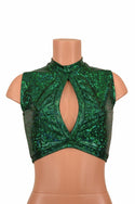 Sleeveless Keyhole Top in Green - 1