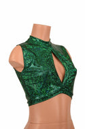 Sleeveless Keyhole Top in Green - 2