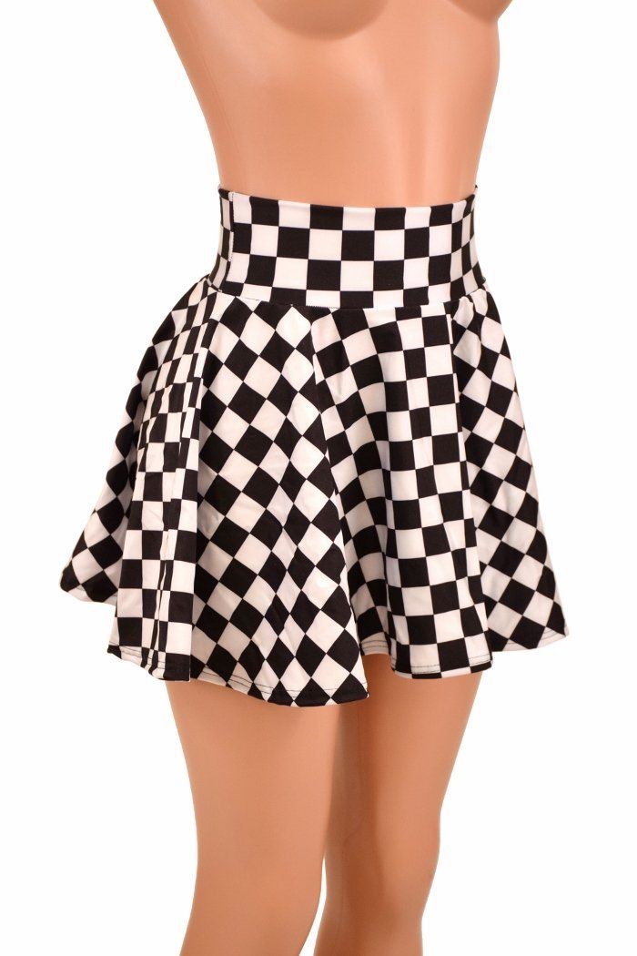 Black & White Checkered Mini Rave Skirt | Coquetry Clothing