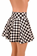 Black & White Checkered Mini Rave Skirt - 3