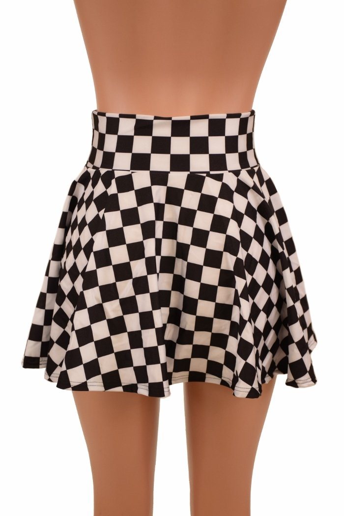 Black & White Checkered Mini Rave Skirt | Coquetry Clothing