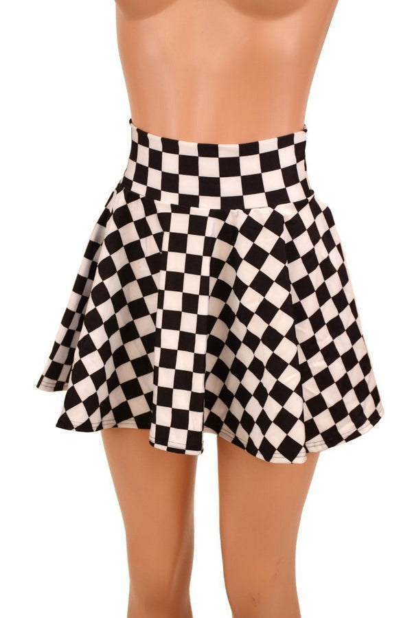 Black & White Checkered Mini Rave Skirt - 4