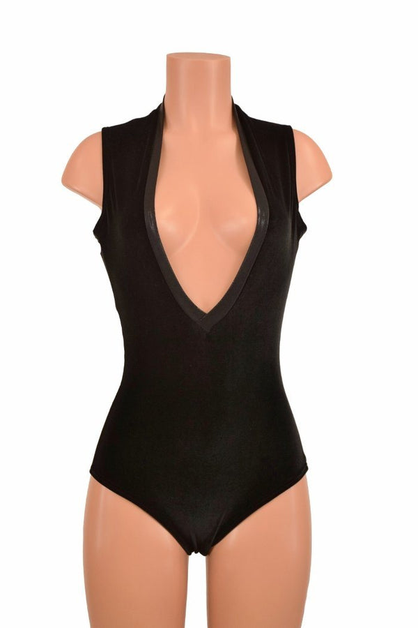 Plunging V Neck Side Panel Romper - 2