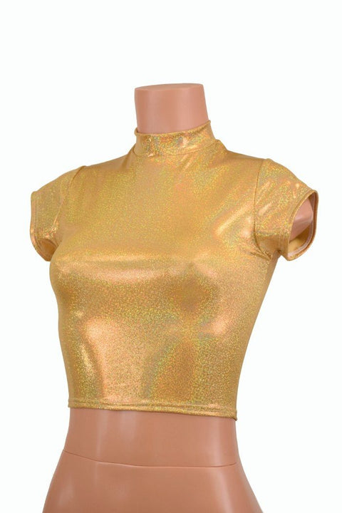 Gold Short Collar Crop Top - Coquetry Clothing