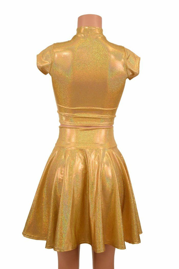 Gold Sparkly Jewel Crop & Skirt Set - 4