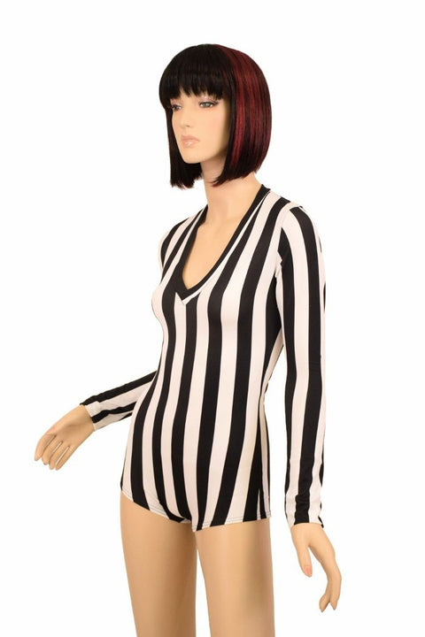 Black & White Long Sleeve Romper - Coquetry Clothing
