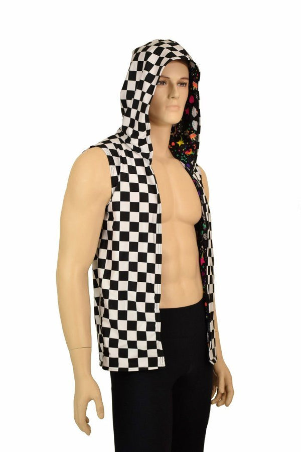 Mens Open Front Hooded Vest - 4