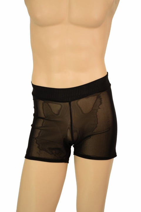 Mens "Rio" Midrise Shorts in Black Mesh - Coquetry Clothing