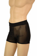 Mens "Rio" Midrise Shorts in Black Mesh - 4