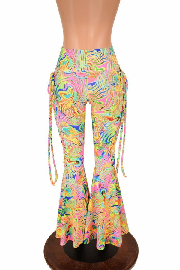 Neon Flux Lace Up Bell Bottom Flares - 4