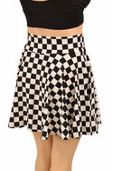 Black and White Checkered Pocket Skater Skirt - 6