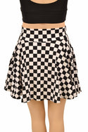 Black and White Checkered Pocket Skater Skirt - 5