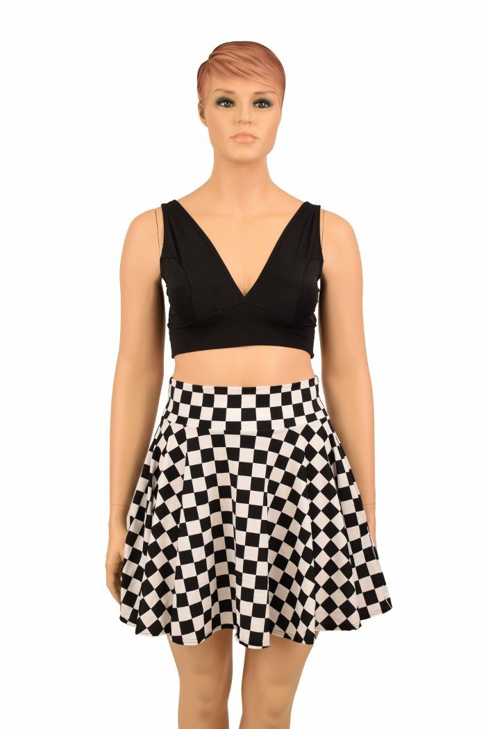 Black and white checkered skater outlet skirt