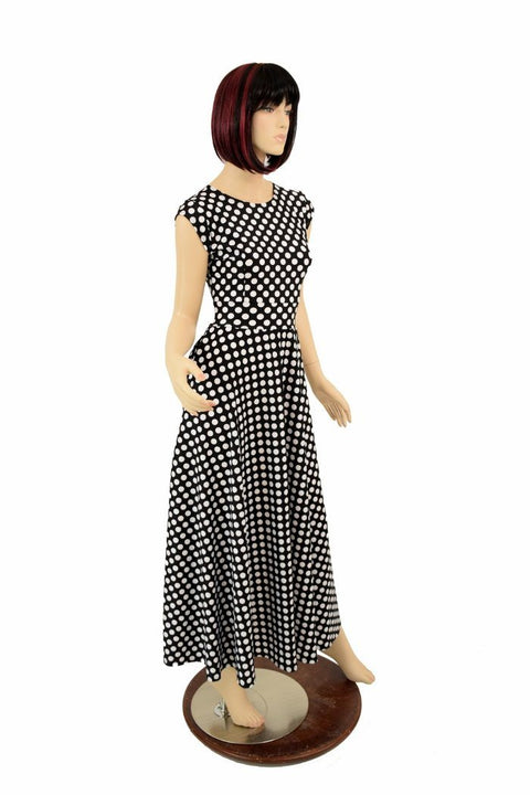 Maxi Length "Melissa" Gown in Polka Dot - Coquetry Clothing