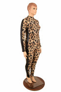 Leopard Print 2PC Zipper Front Leisure Suit - 1