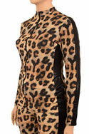 Leopard Print 2PC Zipper Front Leisure Suit - 6