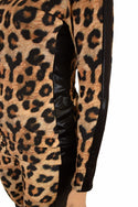 Leopard Print 2PC Zipper Front Leisure Suit - 2