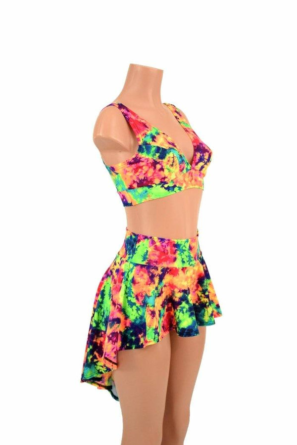3PC UV GLOW Rave Skirt, Shorts & Bralette Set - 3