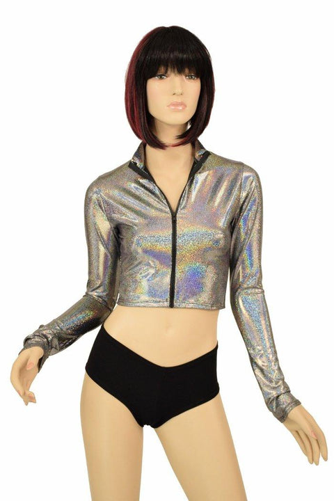 Silver Zippered Crop Top - Coquetry Clothing
