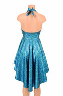 Turquoise Shattered Glass Hi Lo Halter Skater Dress - 6