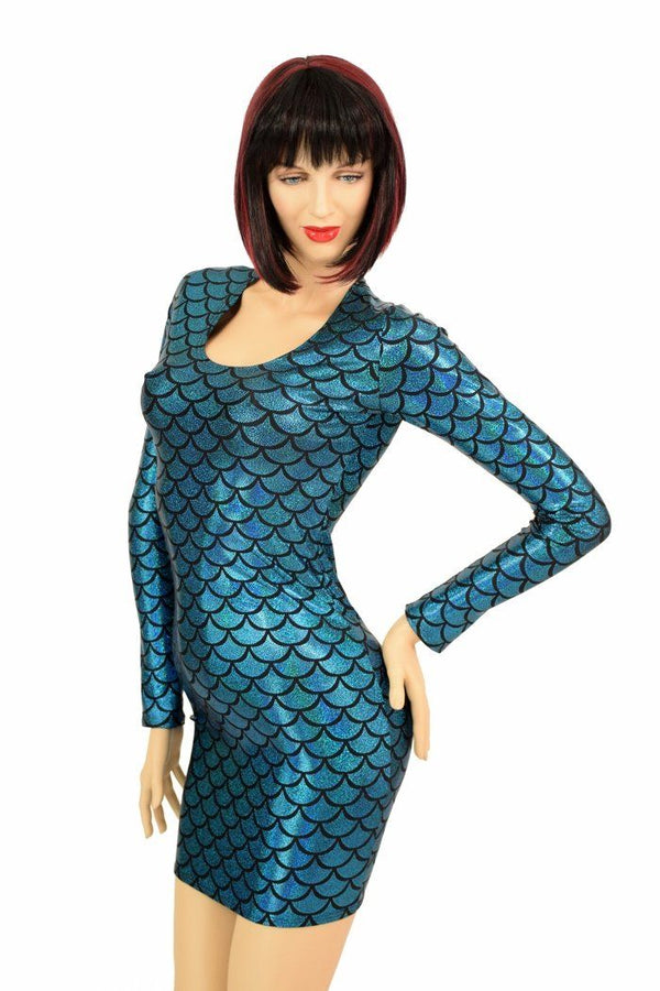Turquoise Scale Long Sleeve Dress - 4