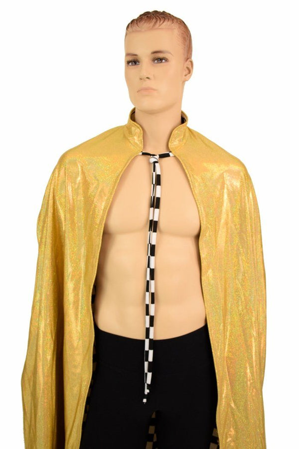Gold & Check Reversible Hoodless Cape - 5