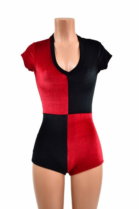 Harlequin Red and Black Romper - Coquetry Clothing