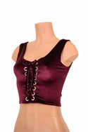 Lace Up Burgundy Tank Crop - 1