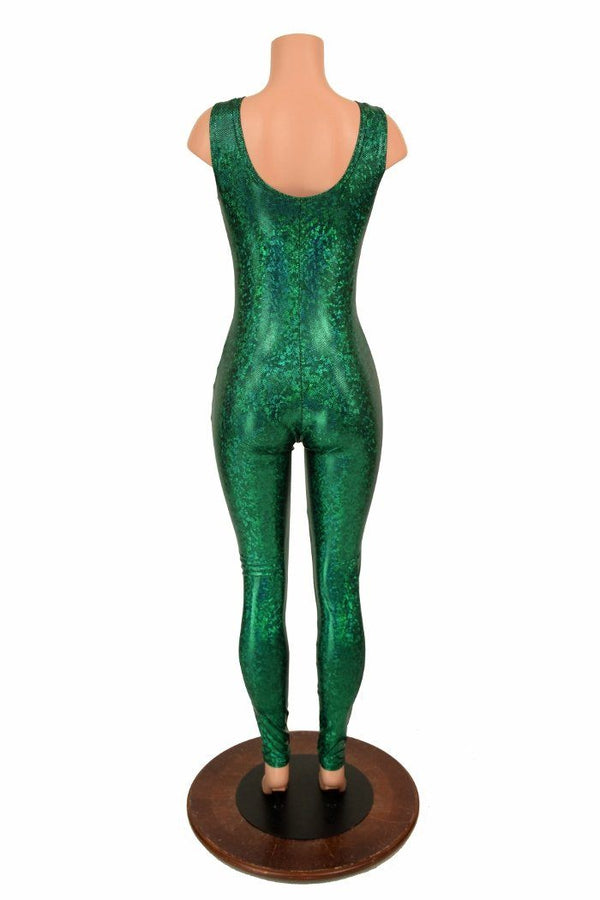 Lace Up Green Holographic Catsuit - 4