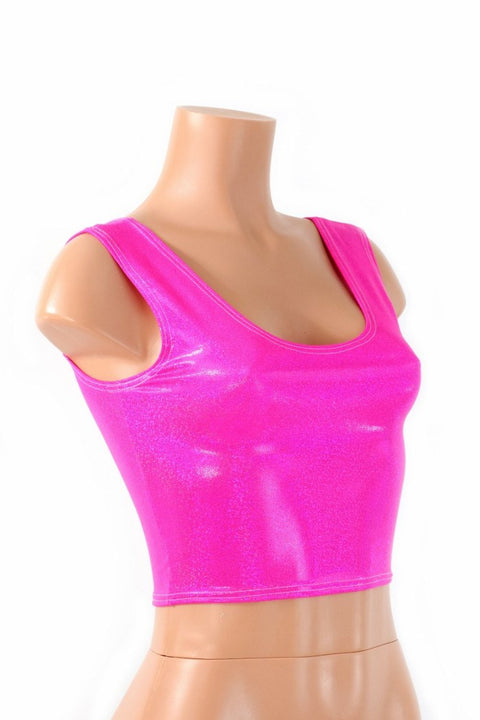 Pink Sparkly Jewel Crop Tank - Coquetry Clothing