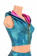 Turquoise Dragon Zippered Crop Top - 4
