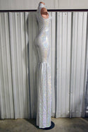 Silver on White Shattered Glass Stilting Costume - 5