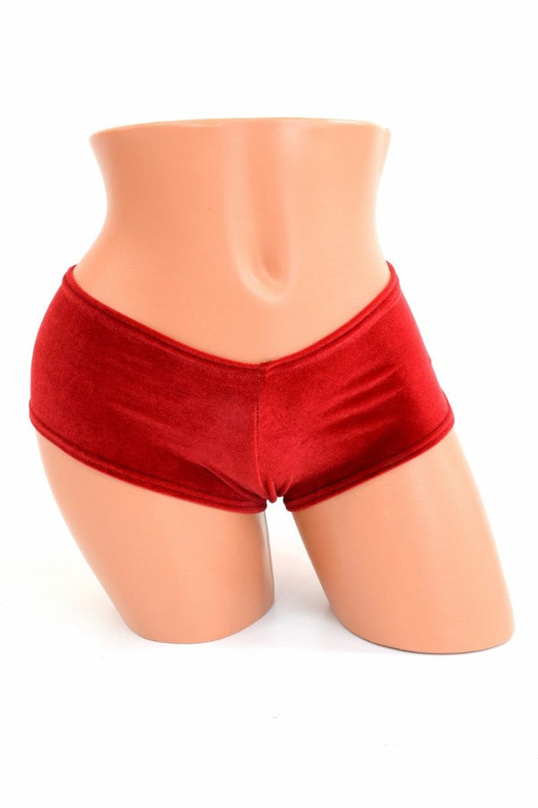BV High Waist Cheeky Shorts - Red with Logo