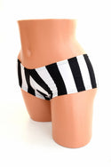 Black & White Stripe Booty Shorts - 4