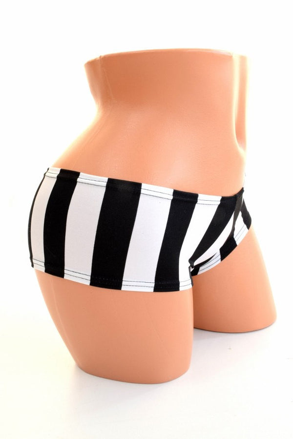 Black & White Stripe Booty Shorts - 3
