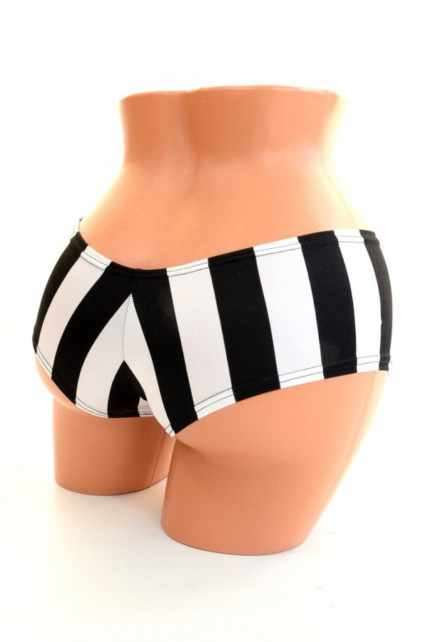 Black & White Stripe Booty Shorts - 1