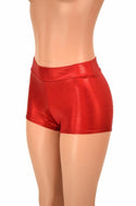 Red Holographic Midrise Shorts - 4