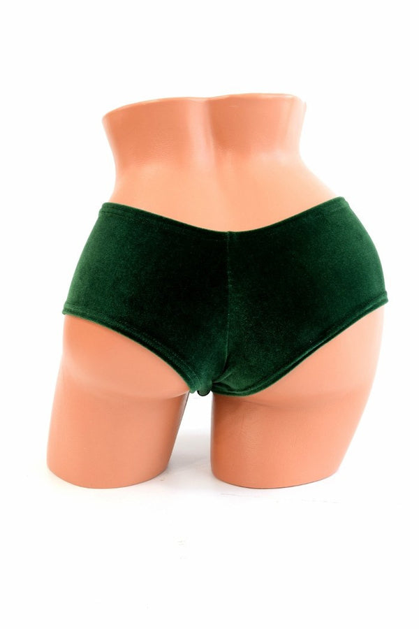 Green Velvet Cheeky Booty Shorts - 3