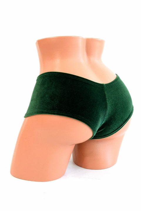 Green Velvet Cheeky Booty Shorts - Coquetry Clothing