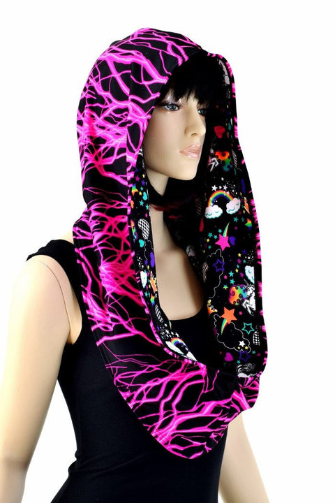 Pink Lightning & Unicorns and Rainbows Infinity Festival Hood - Coquetry Clothing