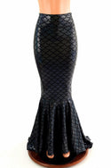 Black High Waist Mermaid Skirt with Puddle Train - 4
