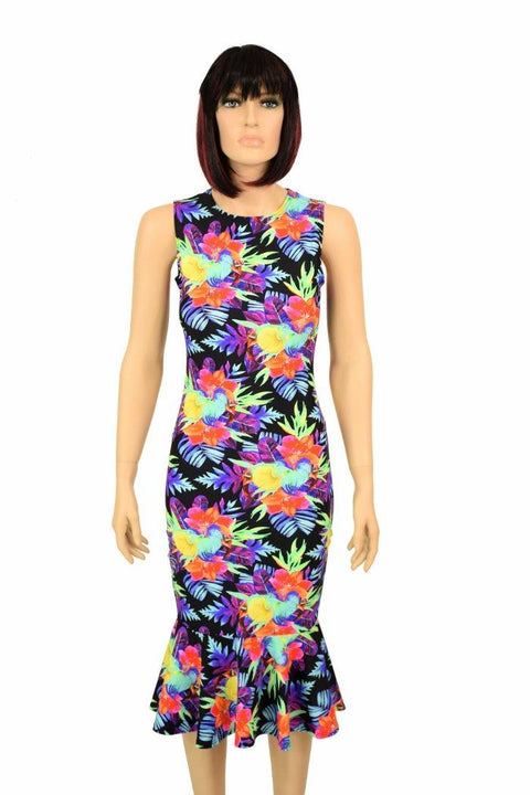 Sonic Bloom Ruffled Wiggle Dress - Coquetry Clothing